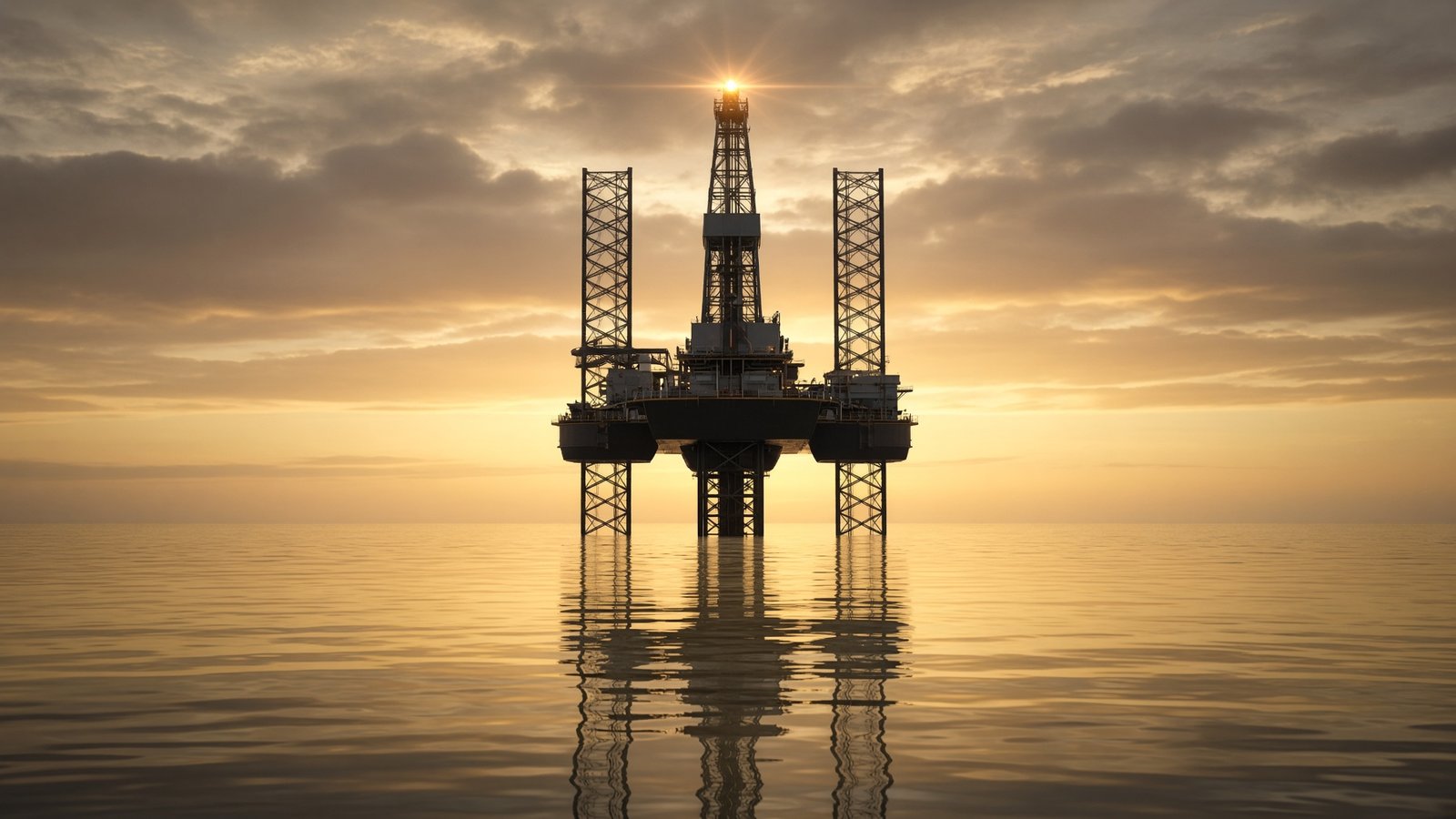 Jack-up platform at dusk